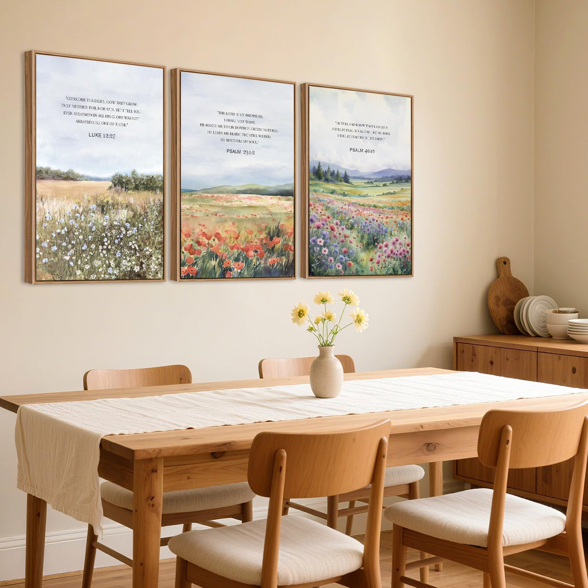 Inspirational Bible Verse Framed Canvas Wall Art Set (Scripture / 24"L x 36"W)
