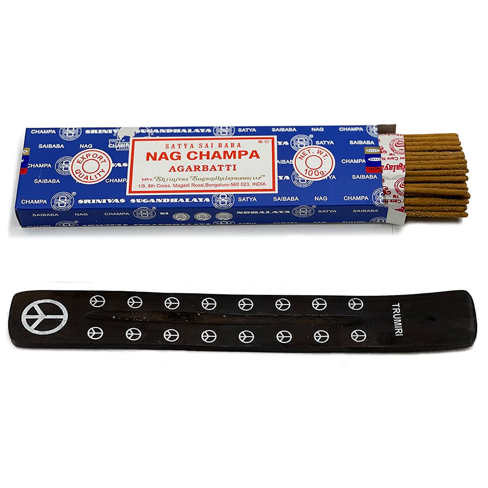 Incense Stick Holder Bundle with Satya Sai Baba Nagchampa 100g Incense Sticks (Nag Champa 100g - Pack of 1)