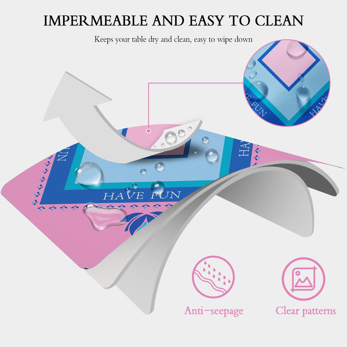 Mahjong Mat with Lotus & Butterfly Artwork (Pink-hehua)