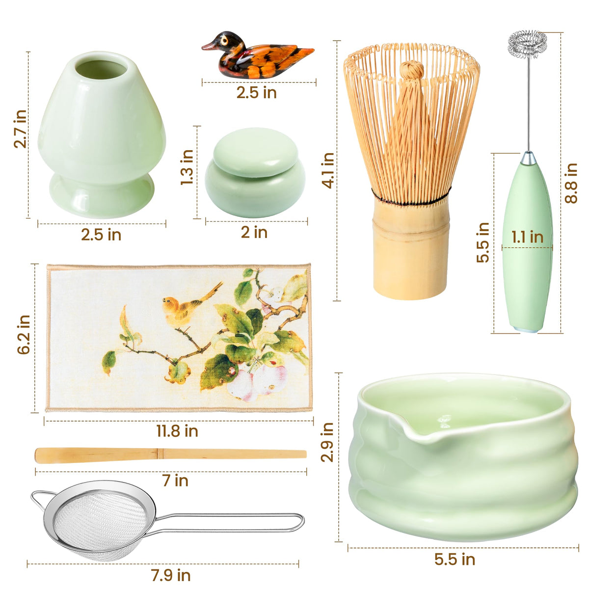 Matcha Whisk Set and Bowl (Green)