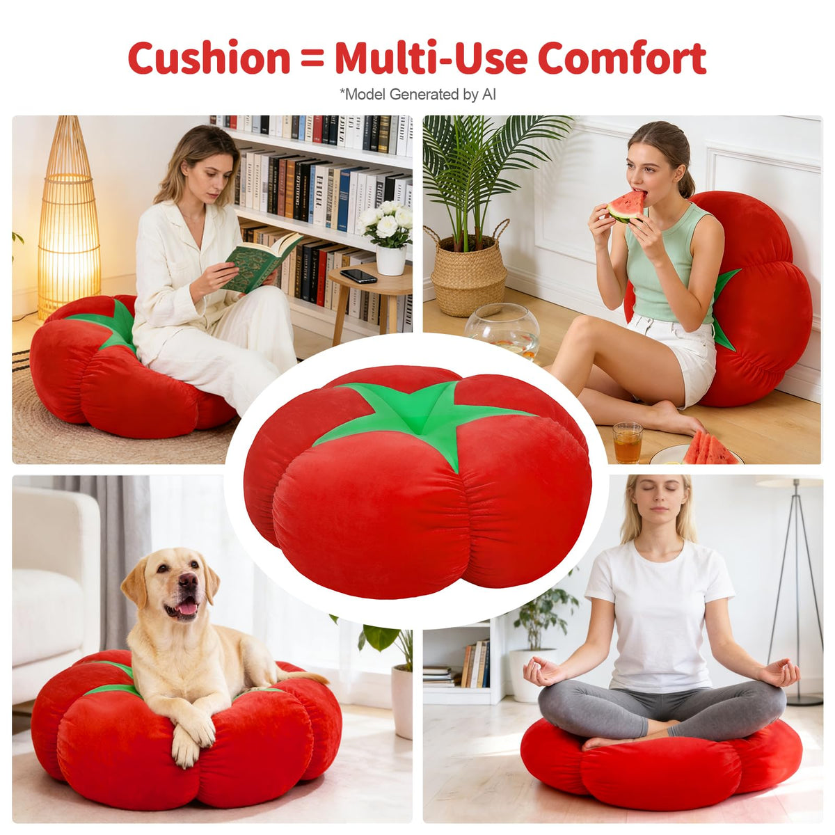 Extra Large Tomato Floor Cushion Pillow (Tomato)