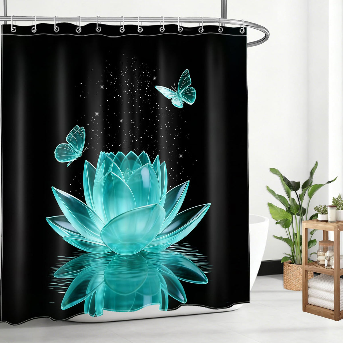 Teal Water Lily Shower Curtain for Bathroom (Teal / 72"W x 72"L (Pack of 1))