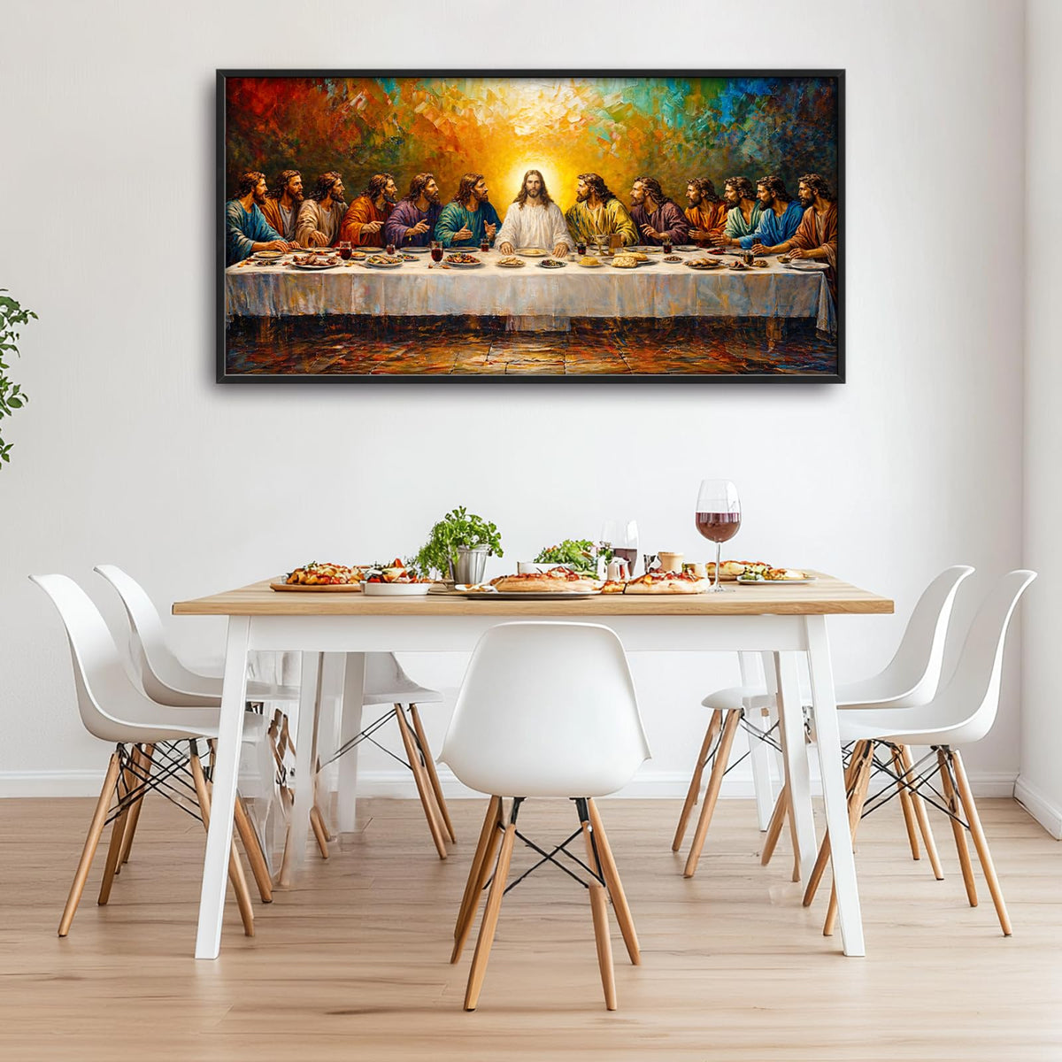 Large Framed The Last Supper Wall Art (The Last Supper / 60"L x 30"W)