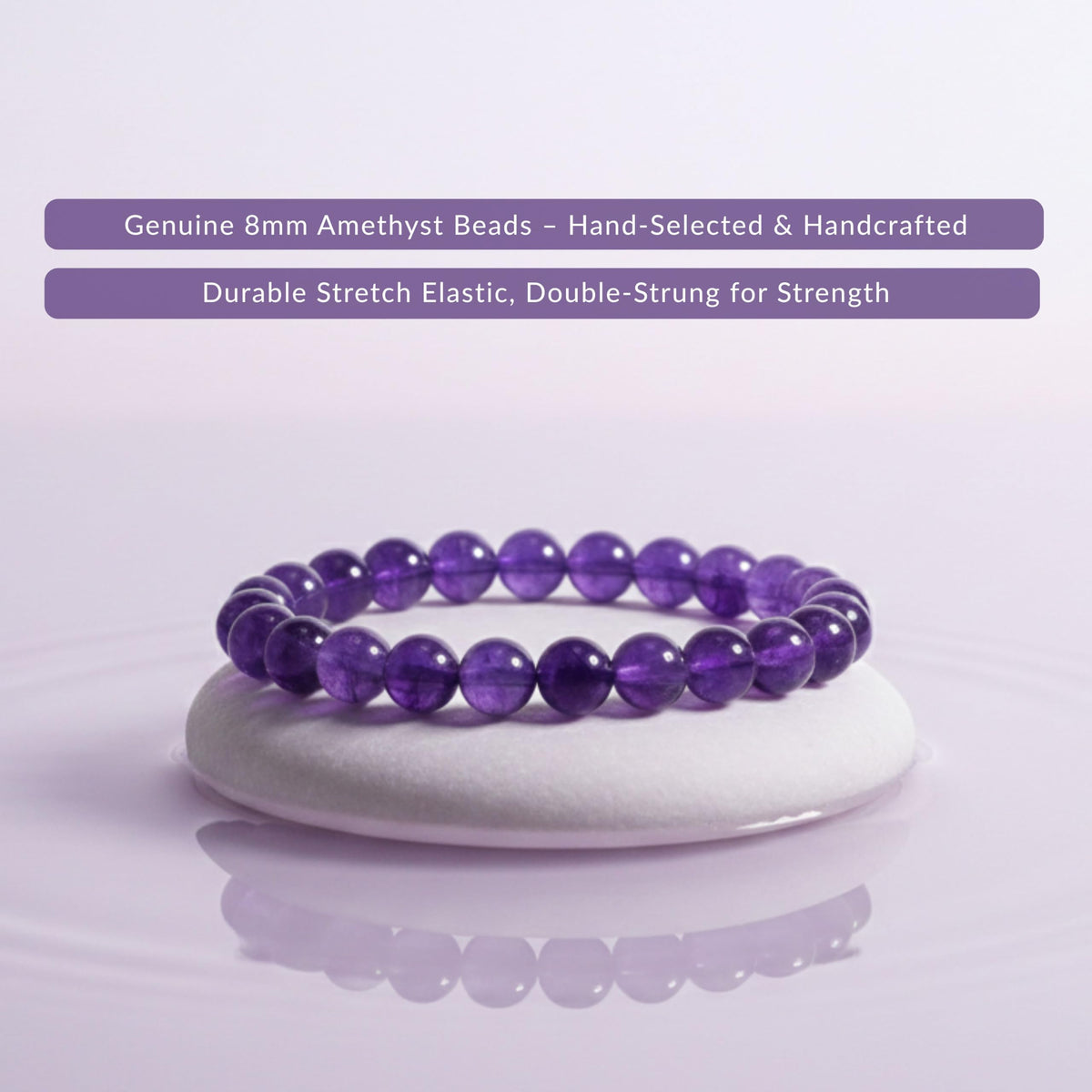 Amethyst Bracelet 8mm Beaded Bracelet (Amethyst / Large)