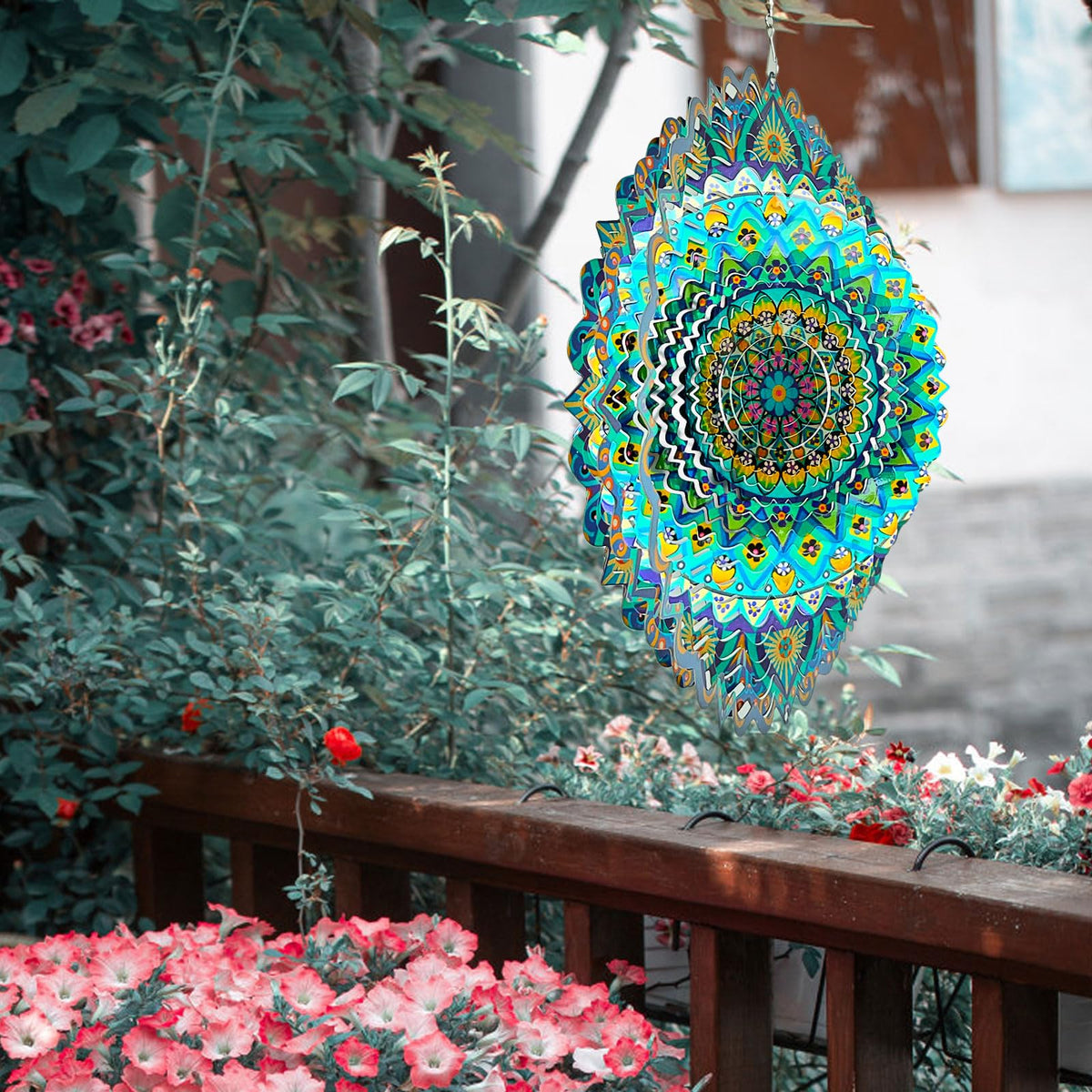 Wind Spinner Mandala Peacock Blue Ocean (009-6mandala Peacock Blue Ocean)
