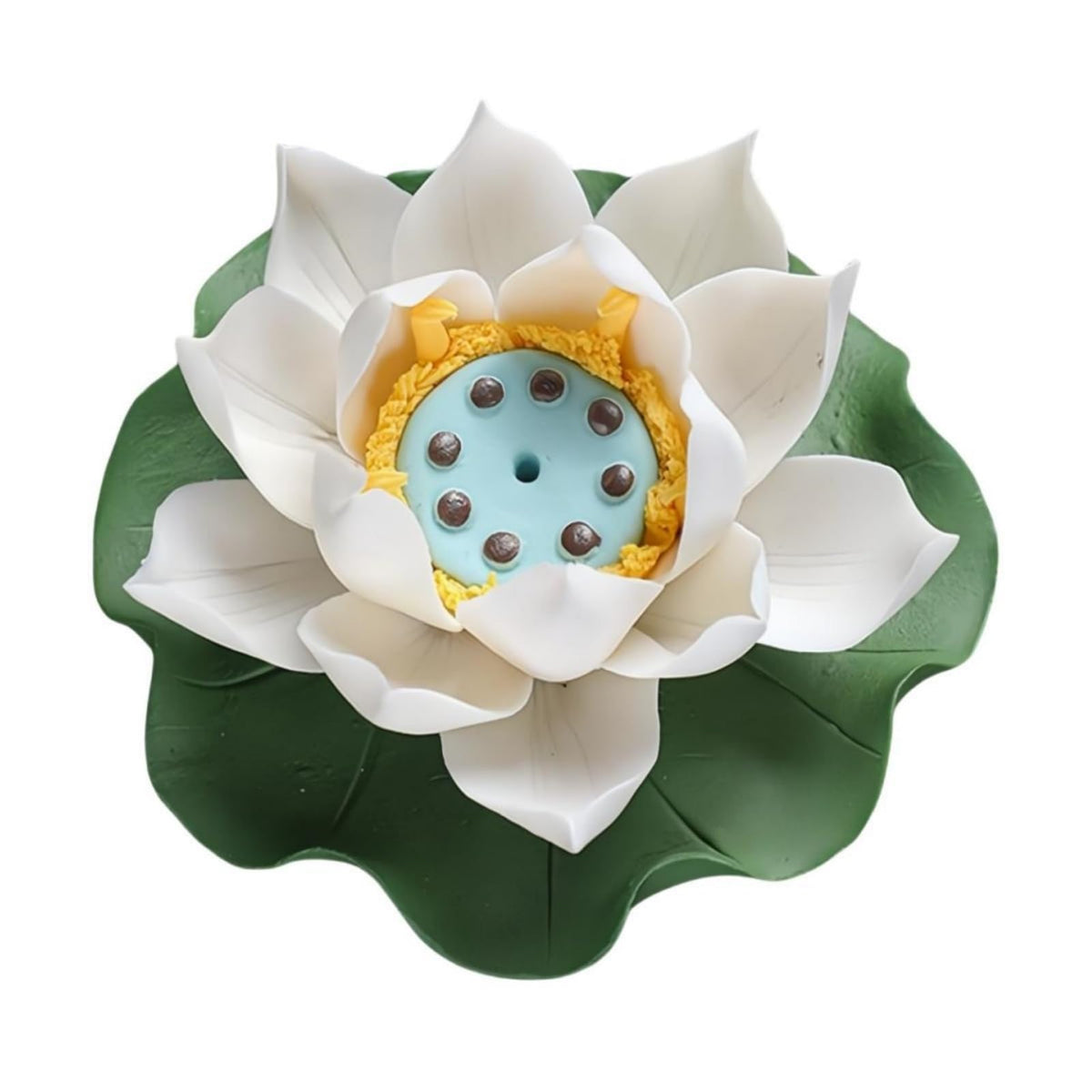 Lotus Incense Holder (White+green)