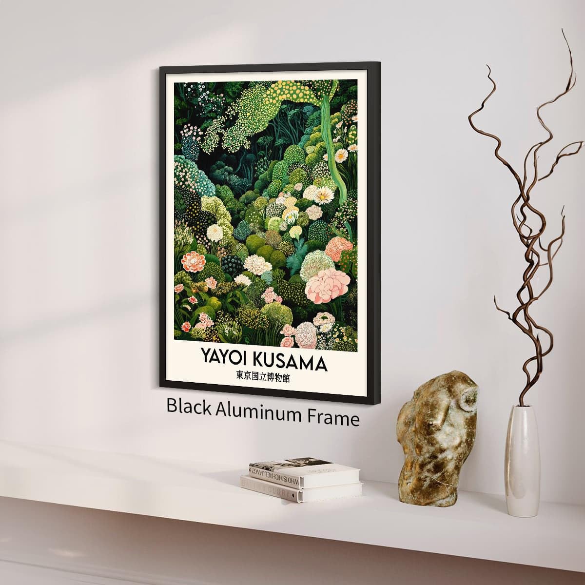 Yayoi. Kusama Black Framed Wall Art (Black Framed / Japanese Art 006 / 30"L x 20"W)