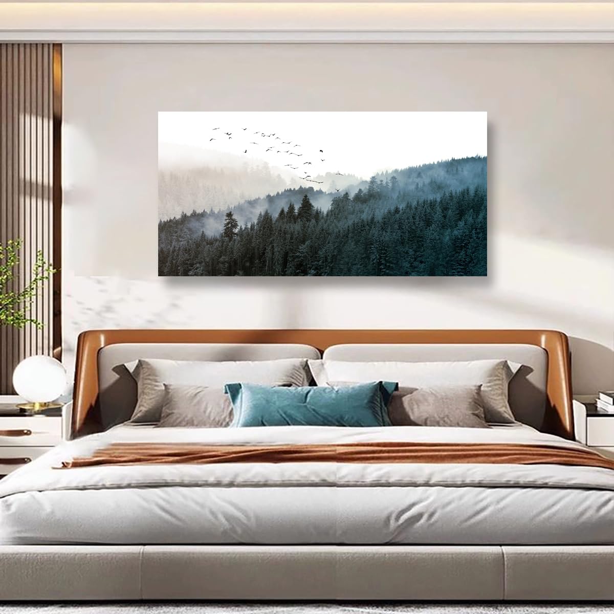 Misty Forest Canvas Wall Art (40"L x 20"W / Mountain Forest Birds)