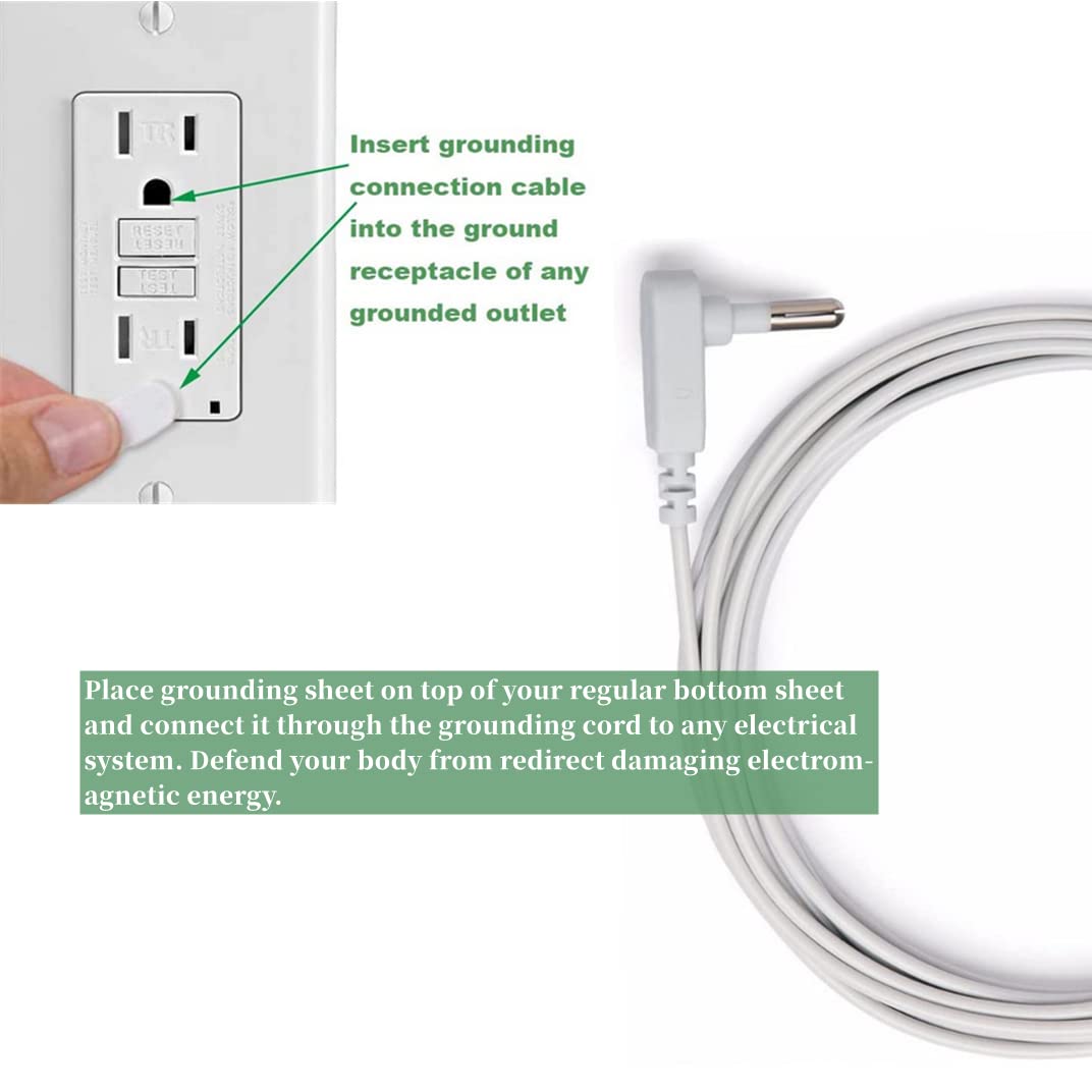 Conductive Grounding Sheet Twin XL Organic Cotton Grounding Well for Earthing for Bed with 15ft Grounding Cord Improve Sleep (39x80 Inch (Pack of 1))