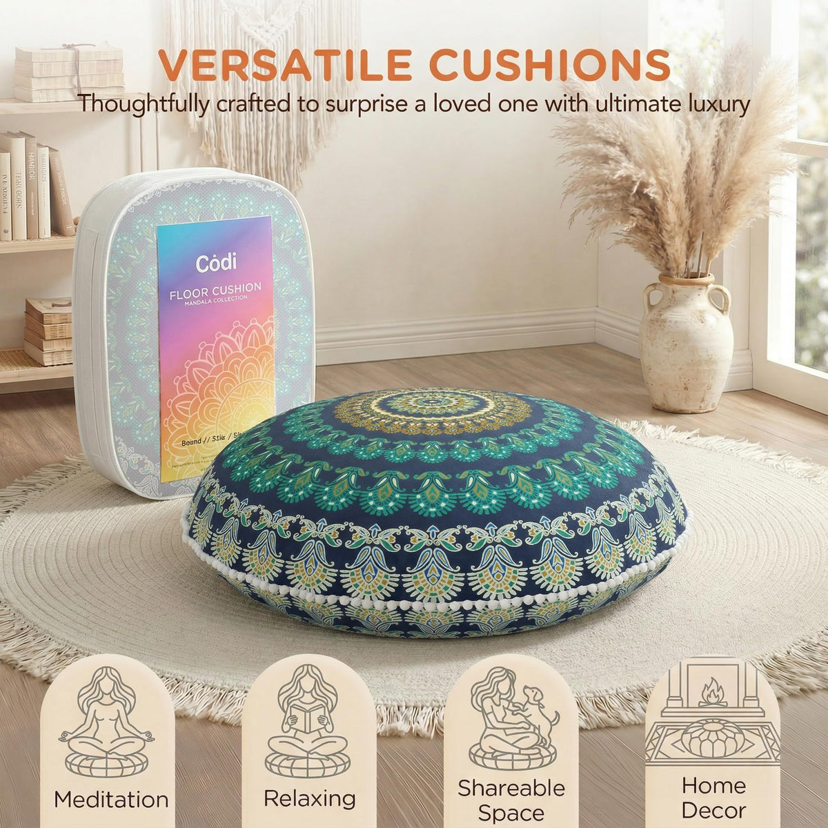 Floor Pillows 2 Pack (2 Count (Pack of 1) / Round | Green)