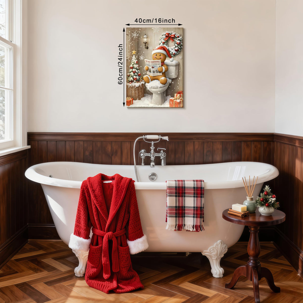 Funny Christmas Gingerbread Man Canvas Wall Art 16"x24" (Humor Gingerbread / 24"L x 16"W)