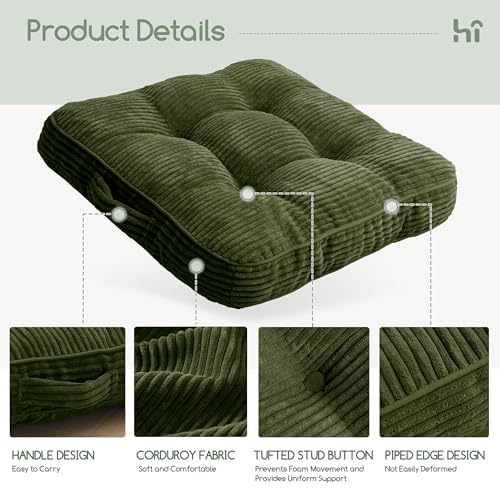 Floor Pillow Cushion for Adults (Dark Green / 4" Thick(Pack of 2))