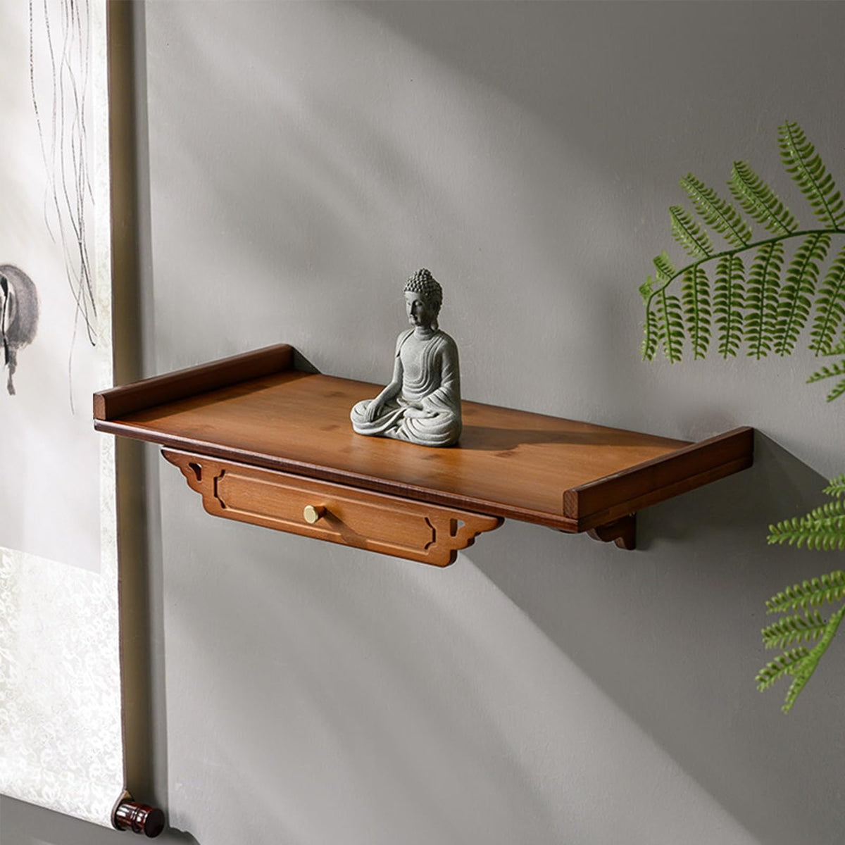 Wooden Wall Mounted Pull (Brown 19.7in)