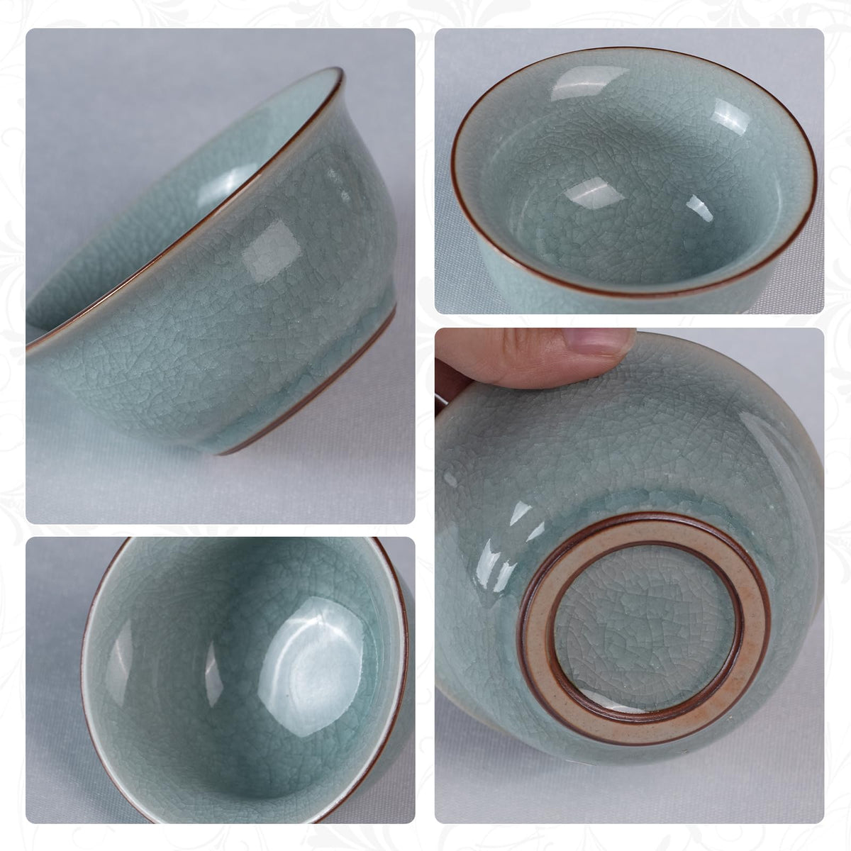 Japanese Tea Cups (Ice Crackle Glaze-Bell)