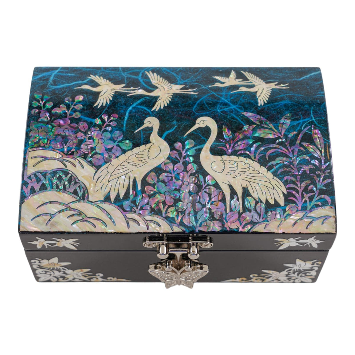 Mother of Pearl Small Jewelry Ring Box (Blue_Crane)