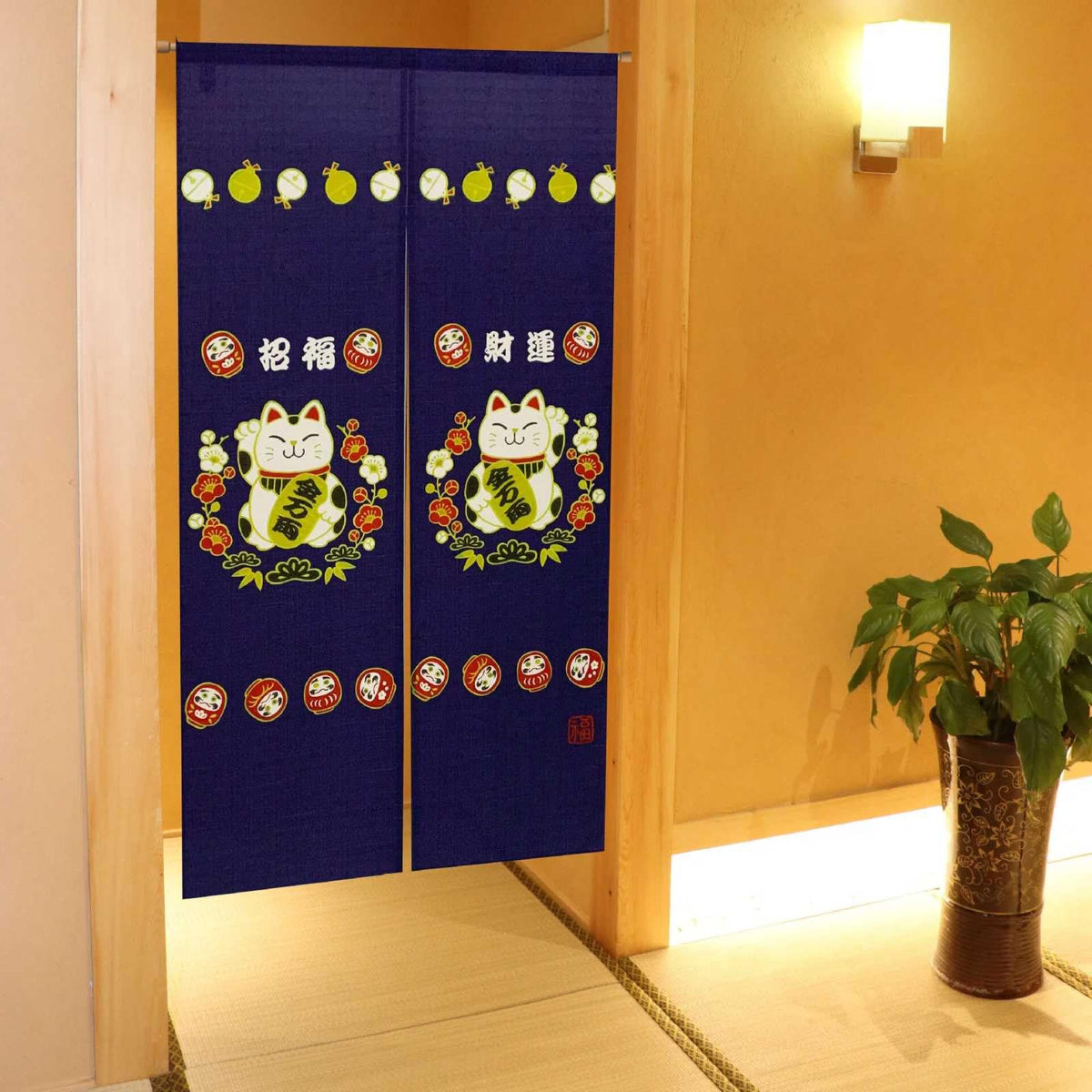 Japanese Noren Curtain Doorway Curtains 67in Long Size Traditional Room Divider for Kitchen Bedroom Pet Friendly Privacy Home Decor Lucky Cat (Lucky Cat / 33.5"W x 67"L (Pack of 1))
