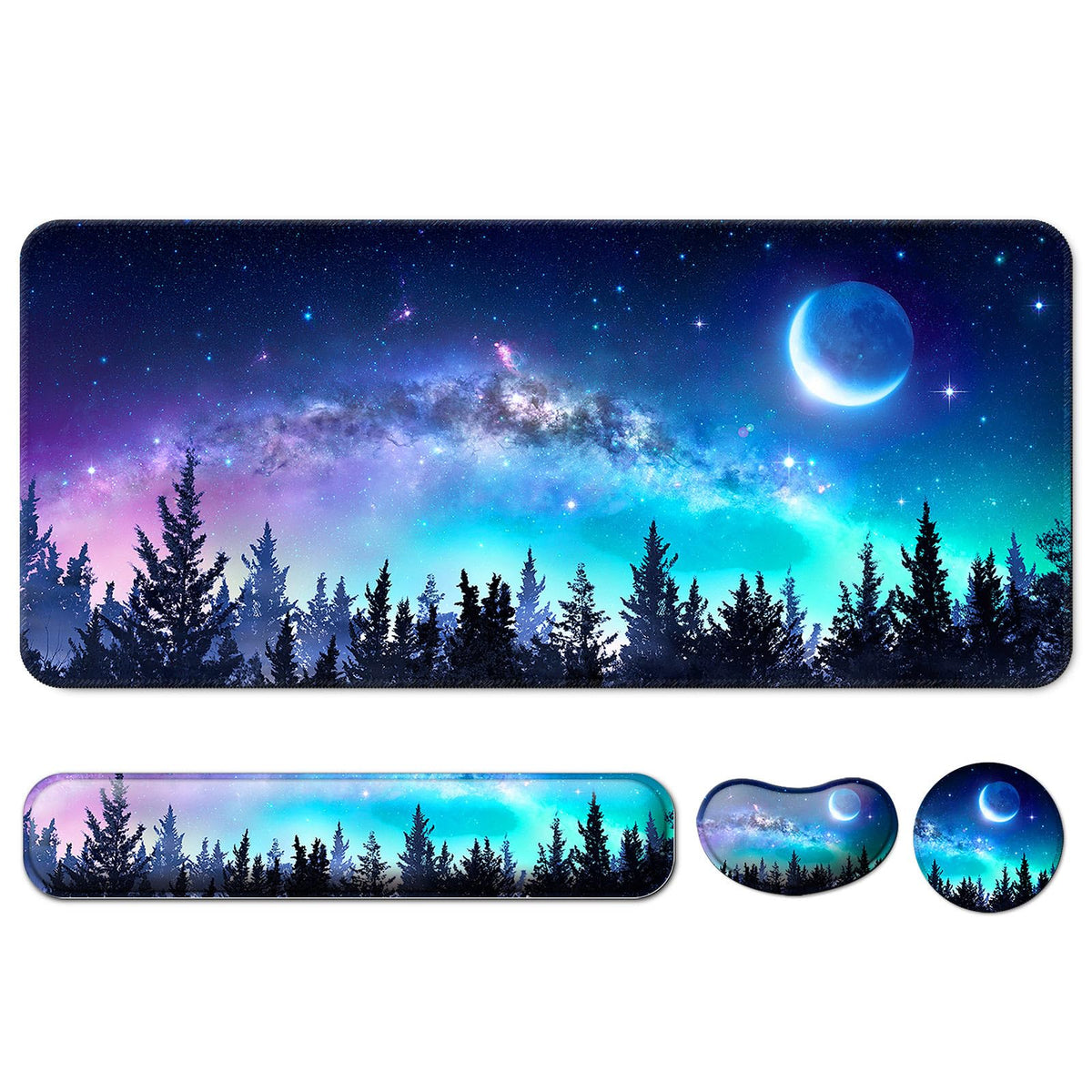 4 in 1 Mouse Pad and Keyboard Wrist Rest (C1-forest Moon)