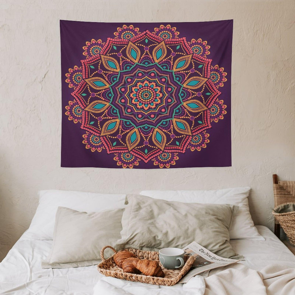 Mandala Tapestry Wall Hanging Indian Hippie Bohemian Art Floral Texture Pattern Tapestries Home Decor for Living Room Bedroom Kitchen Dorm 50"x60" (50"L x 60"W / Mandala-7)