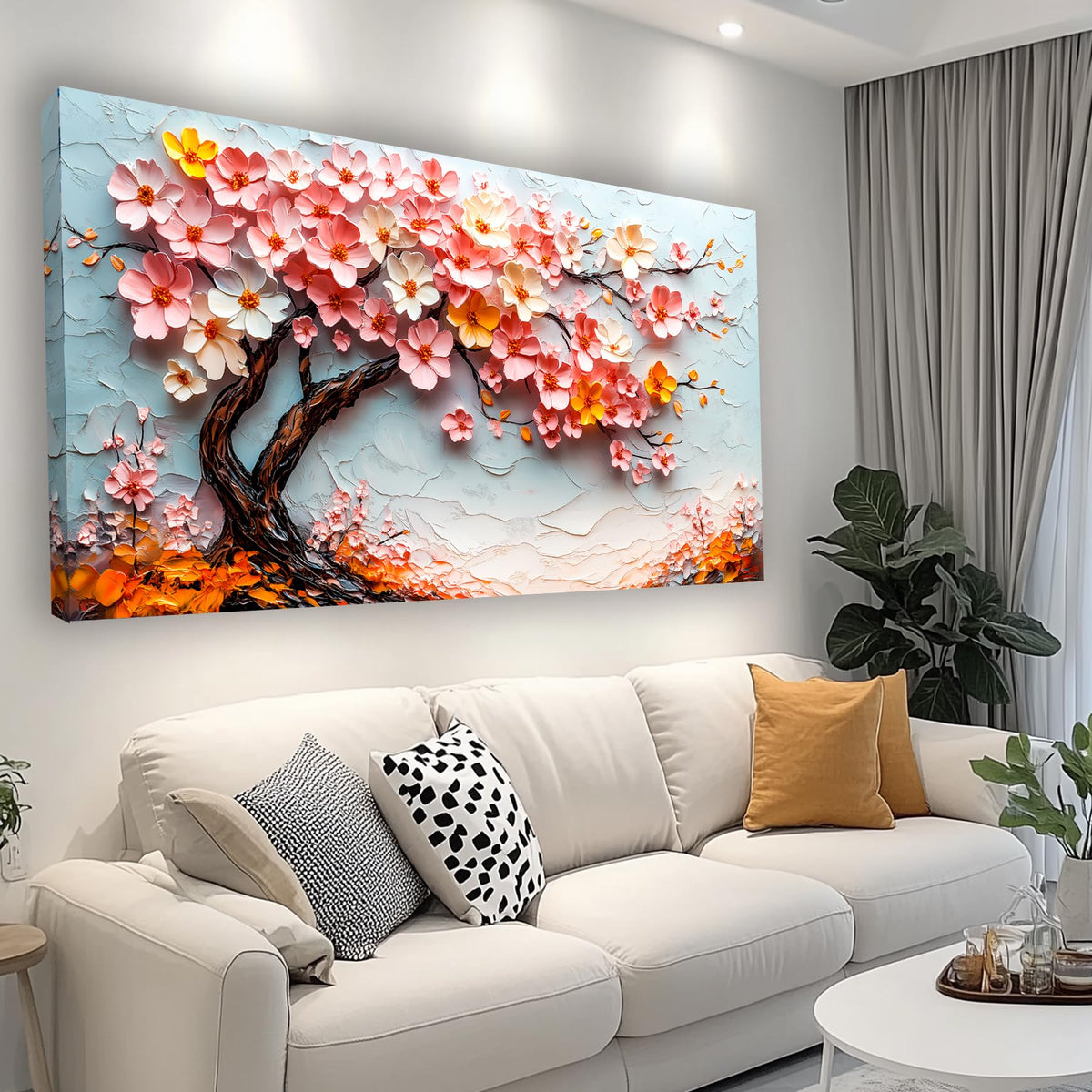 Cherry Blossom Tree Canvas Wall Art (40"L x 20"W / Pink flower)