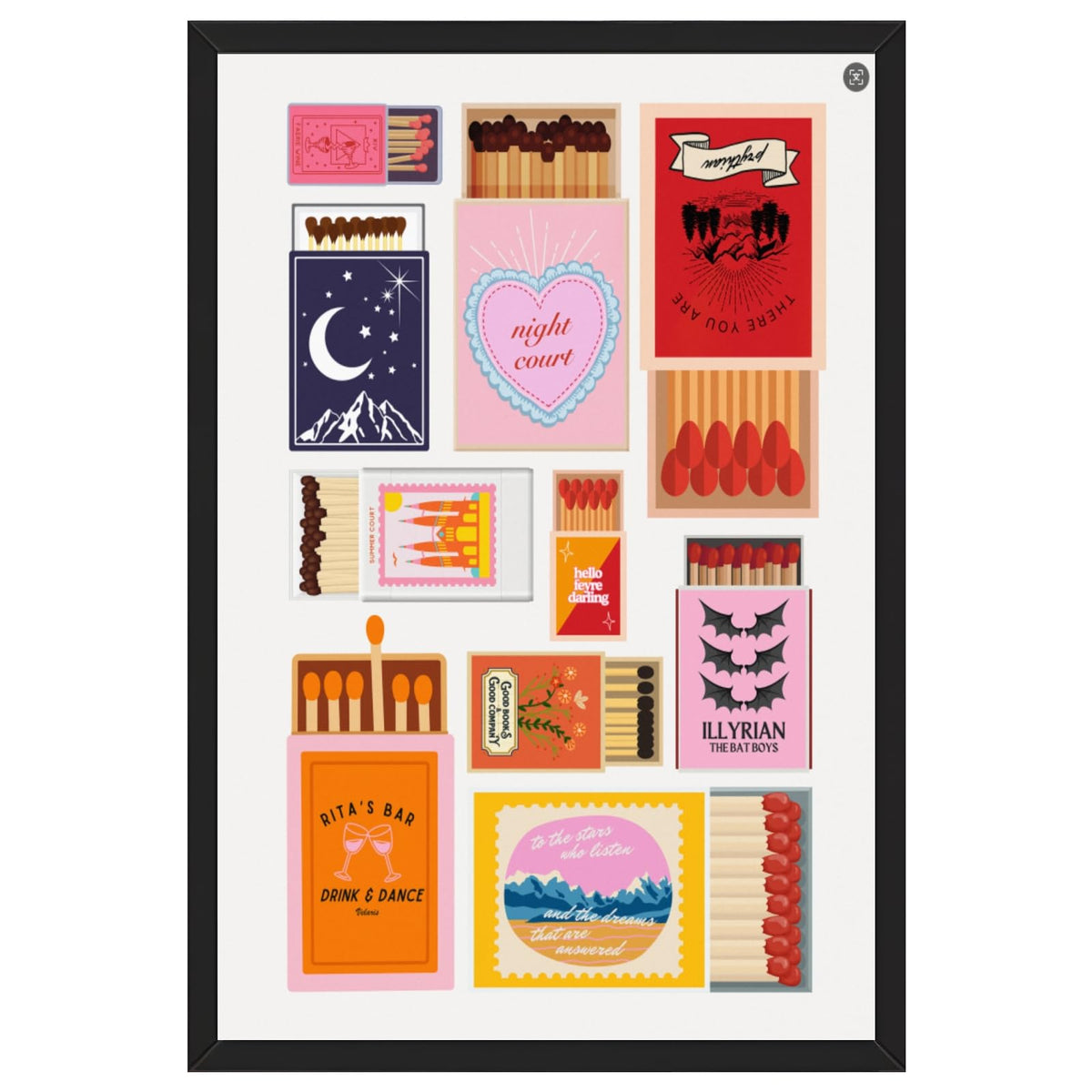 Black Framed Colorful Matchbox Canvas Wall Art Vintage Minimalist Matchbox Poster Painting Print Gift Retro Western Cowboy Cowgirl Modern Quirky Quote Artwork Aesthetic for Home Bar Decor 24x36inch (24"L x 36"W / Matchbox - Black Frame)