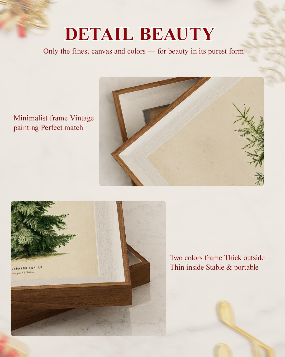 Framed Minimalist Rustic Christmas Tree Wall Art Set (Christmas Tree Guide / 12"L x 10"W)