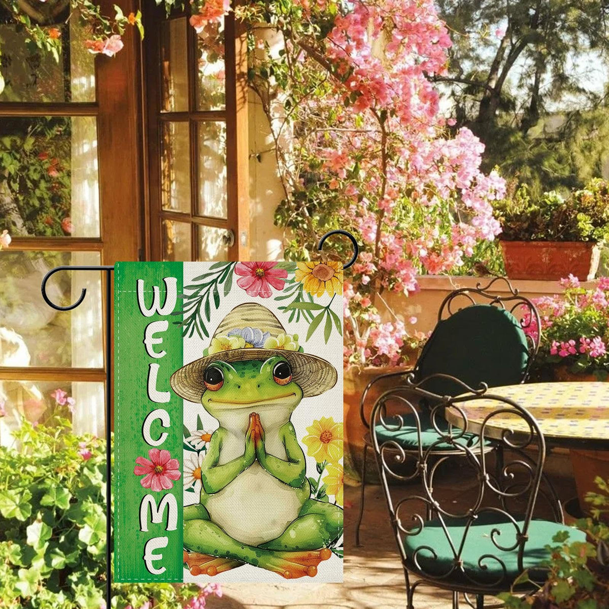 Meditation Yoga Frog Welcome Decorative Garden Flag (Frog)