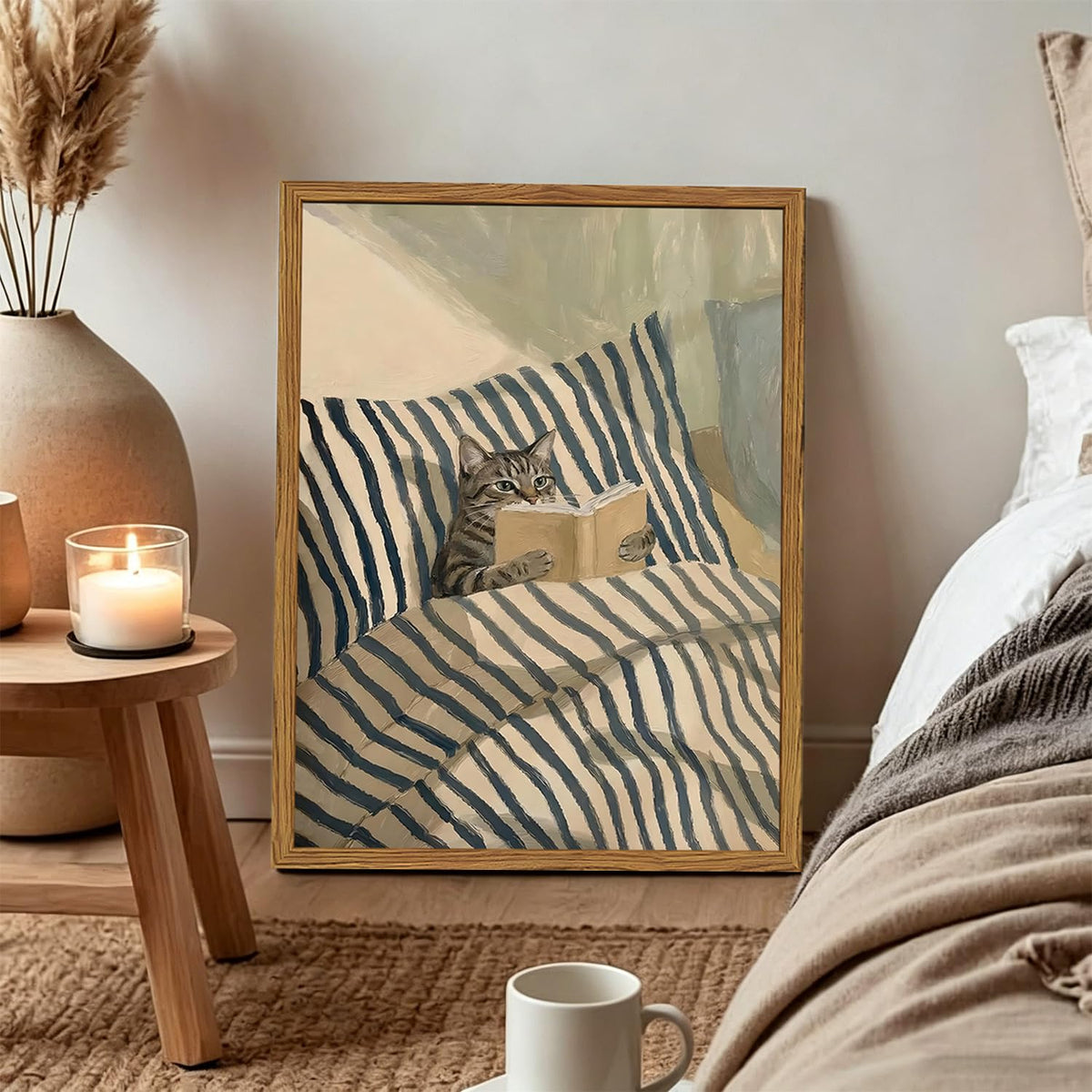 Framed Funny Cat Wall Art (Tabby Cat / 24"L x 16"W)