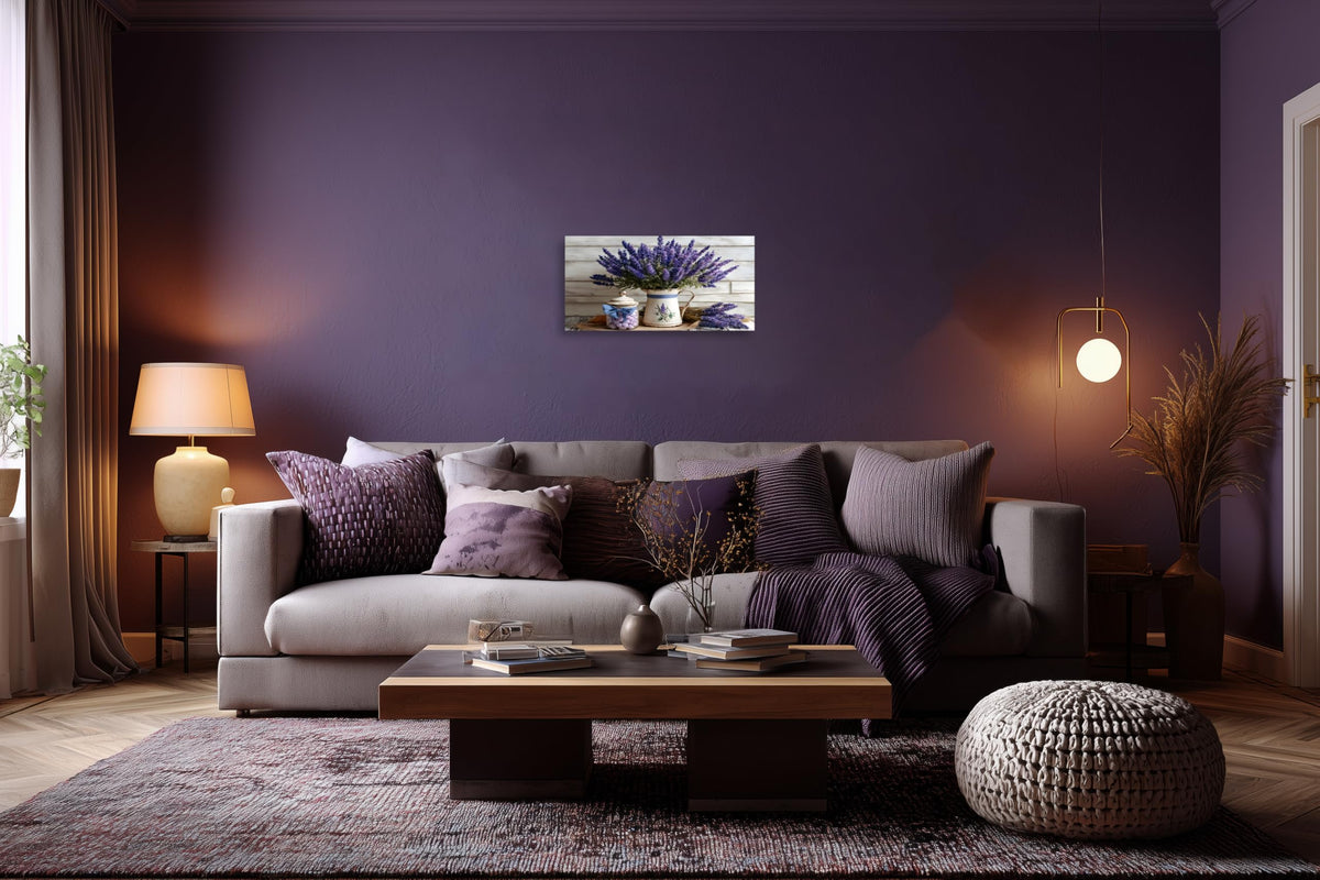 1 Panel Purple Lavender Wall Art Rustic Floral Bathroom Wall Decor Purple Farmhouse Flower Poster Country Pictures Art Print for Bathroom Bedroom Office Decorations Ready to Hang 16"x32" (32"L x 16"W / Purple Flower 16)