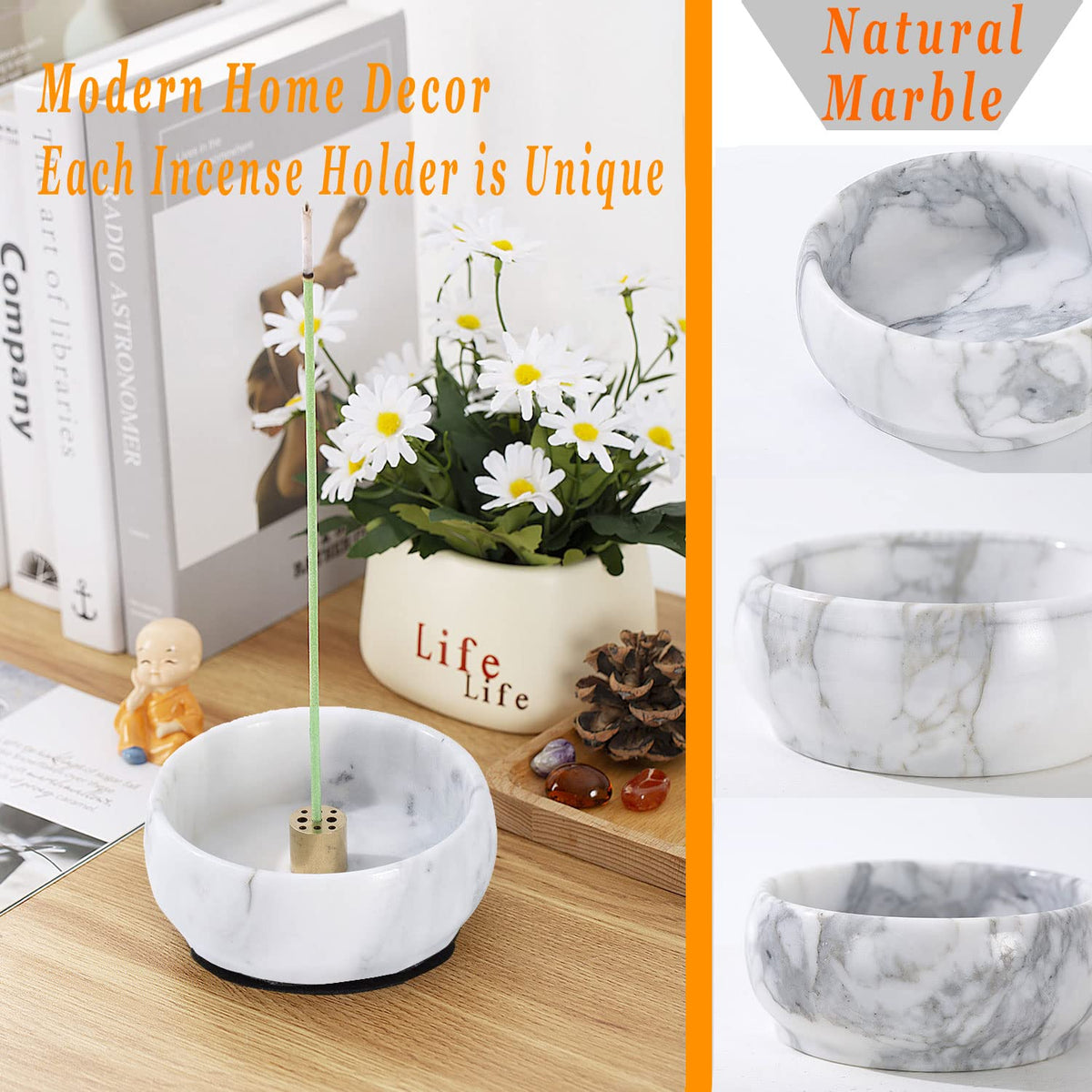 Marble Incense Holder (Natural White)