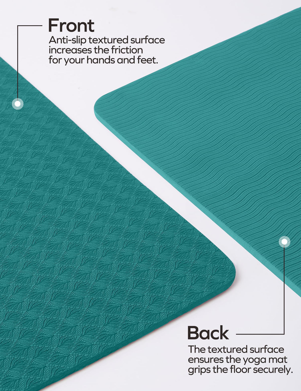 Eco Friendly Yoga Mat with Alignment Marks TPE Non Slip Hot Yoga Mat Thick 1 (Jade)