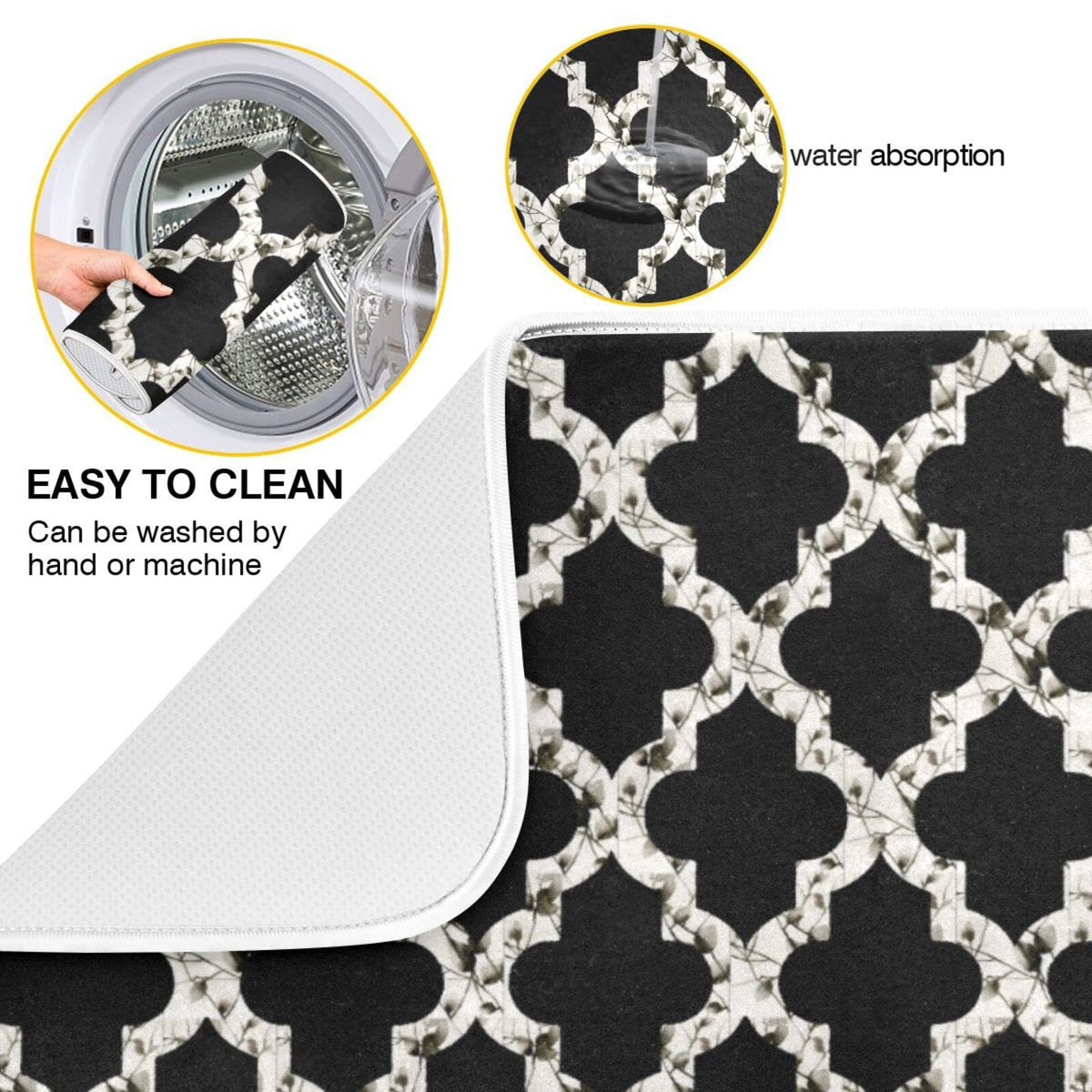 Super Absorbent Dish Drying Mat (Geometry Texture Classic Modern / 18" x 24")
