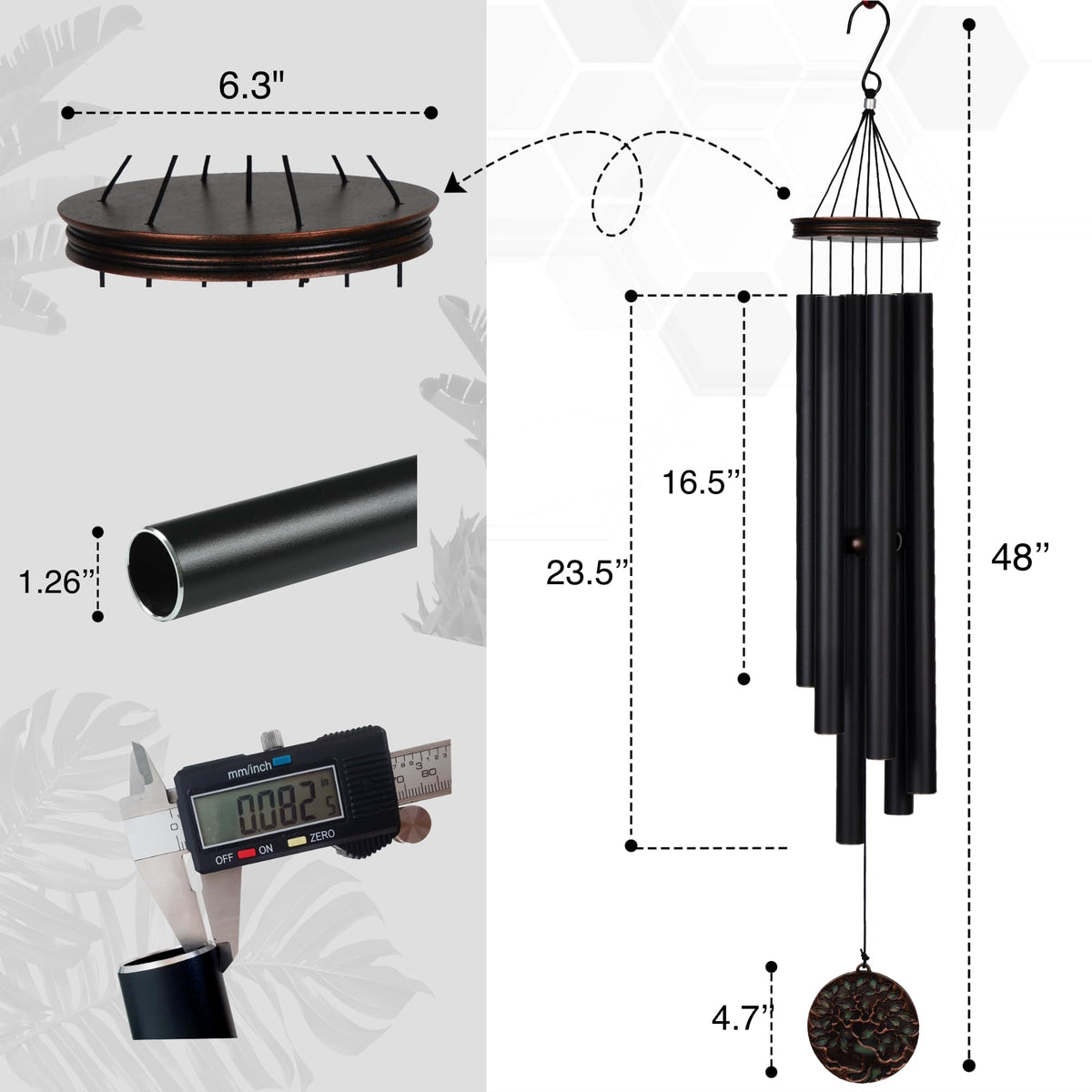Large Wind Chimes for Outside Deep Tone (46" Tree of Life - B)