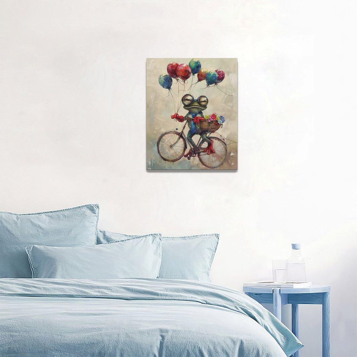 Banksy Frog Wall Art Funny Frog Pictures Vintage Canvas Wall Decor Painting Pop Home Modern Artwork Decorations Framed for Living Room Bedroom Bathroom Office 16 x 20 inch (20"L x 16"W / frog)