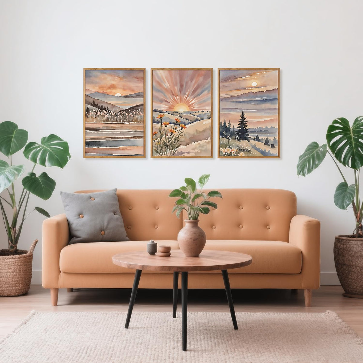 Boho Sun Canvas Wall Art Set (Watercolor / 16"L x 24"W)