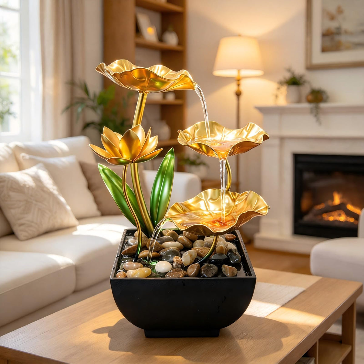11'' H Gold Tabletop Water Fountain (Gold Styl2)
