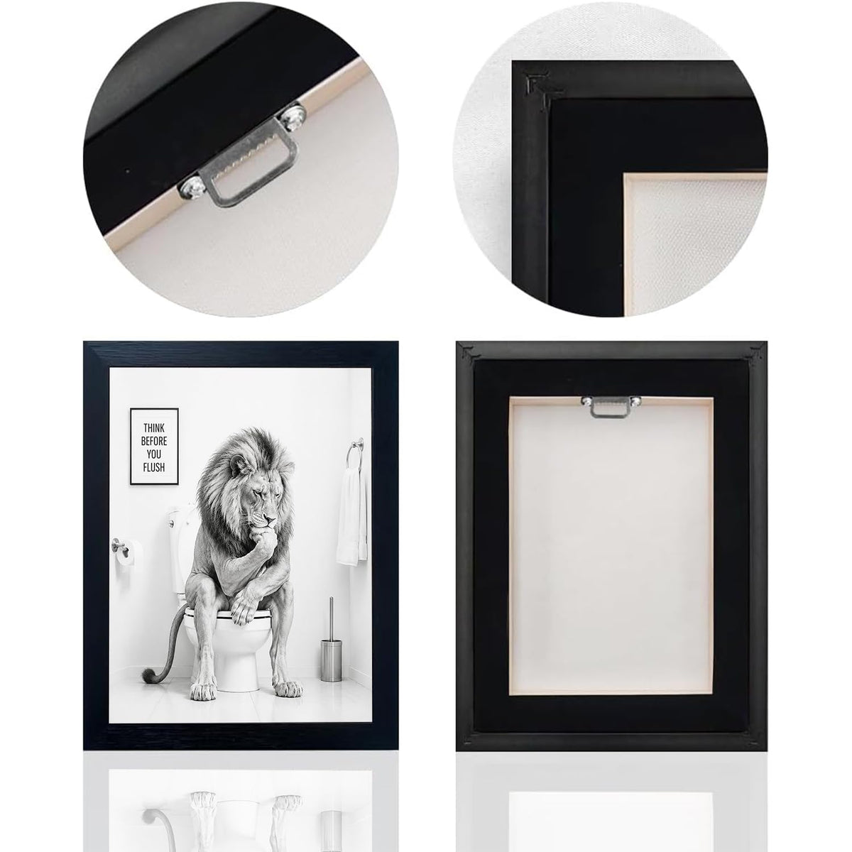 Funny Bathroom Wall Art Framed Lion Bathroom Decor (Framed Bathroom Art 8 / 16"L x 12"W)