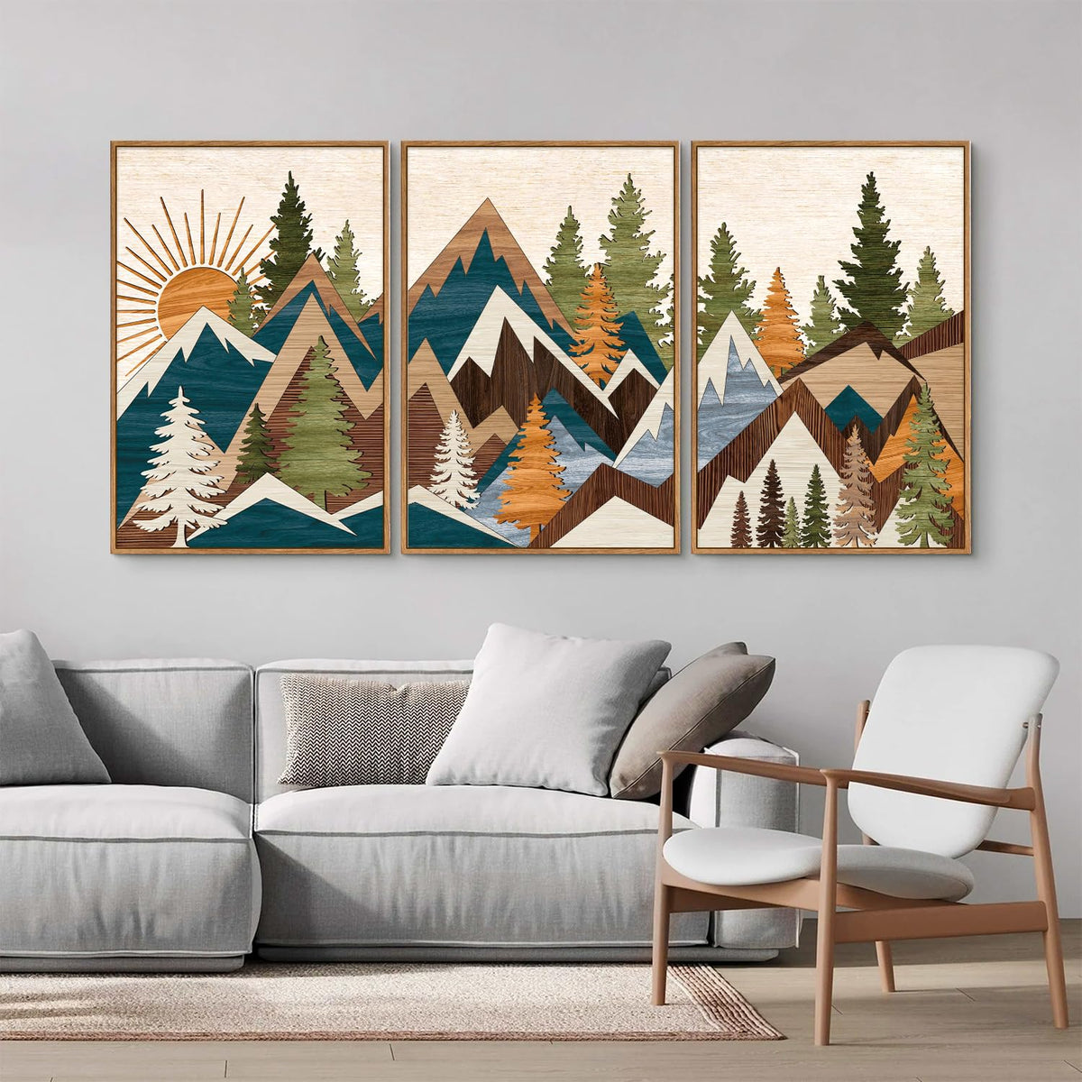 Large Mountain Framed Canvas Wall Art (Sunrise Mountain / 36"L x 24"W)