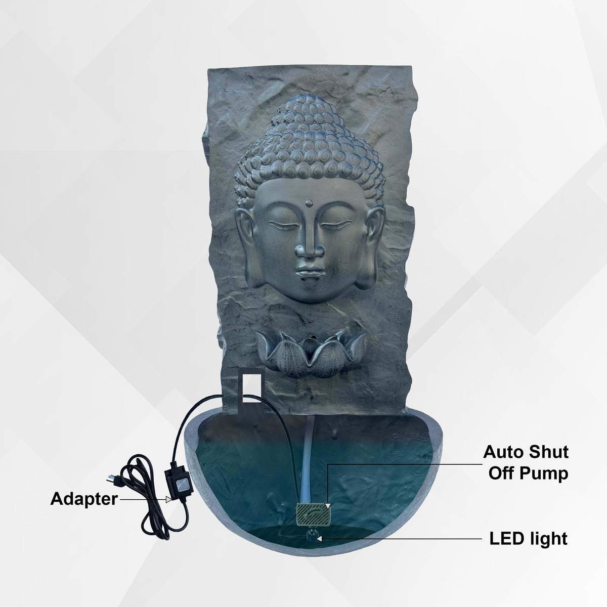 30" H Buddha Water Fountain (Black)