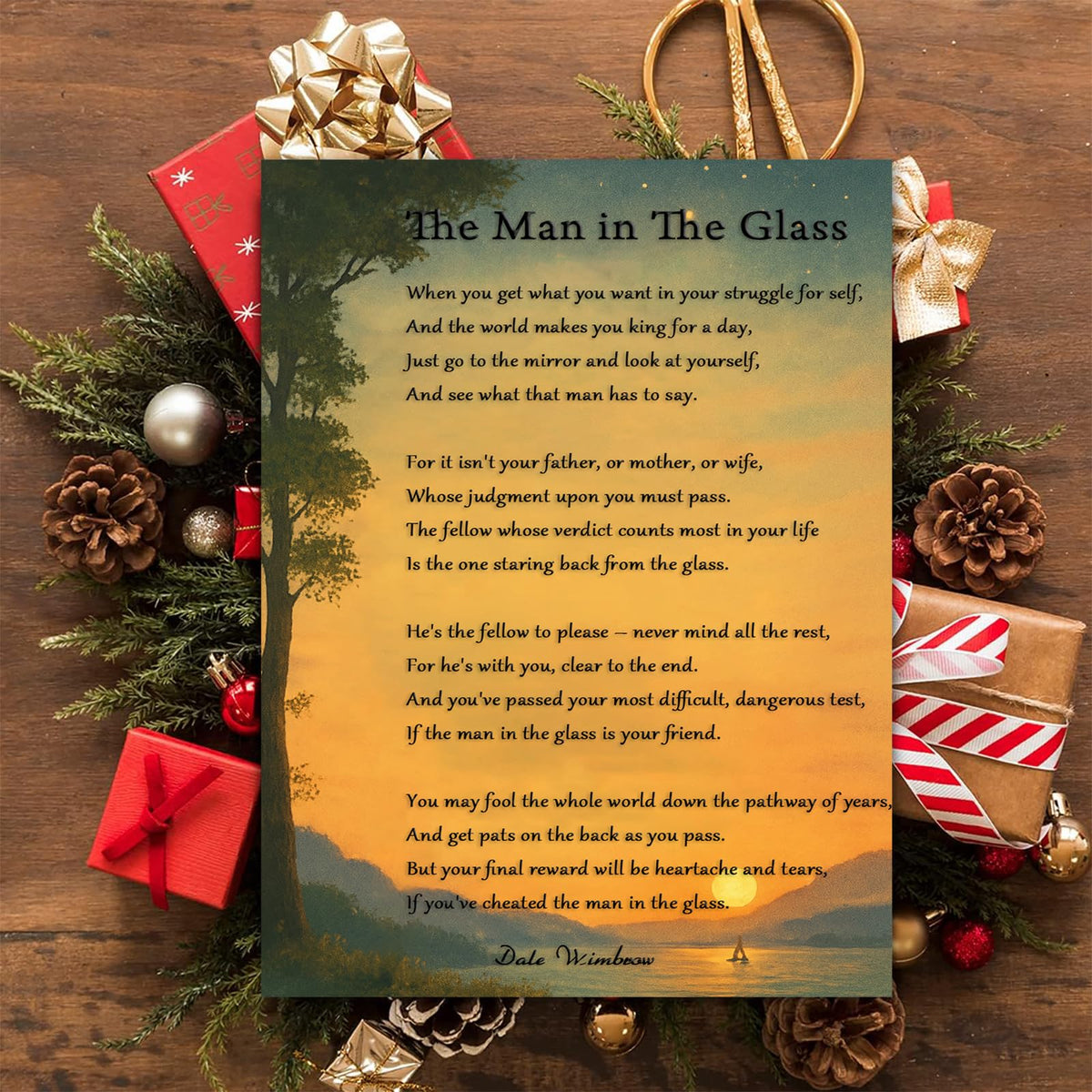 the Man in the Glass Poem Print Canvas Wall Art When You Get What You Want in Your Struggle for Self Painting Ready to Hang Ready to Hang Home Office (18"L x 12"W / White 4)