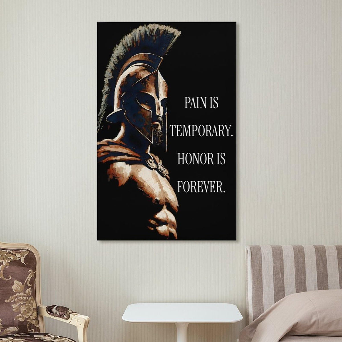 Pain Is Temporary Honor Is Forever Spartan Warrior Code Canvas Printing Wall Art Prints Wall Decor Posters Motivational Black Gold Stoic Living Room Bedroom Office Gym Decor 20x30inch (style-32 / 20x30inch(50x75cm) Frame)