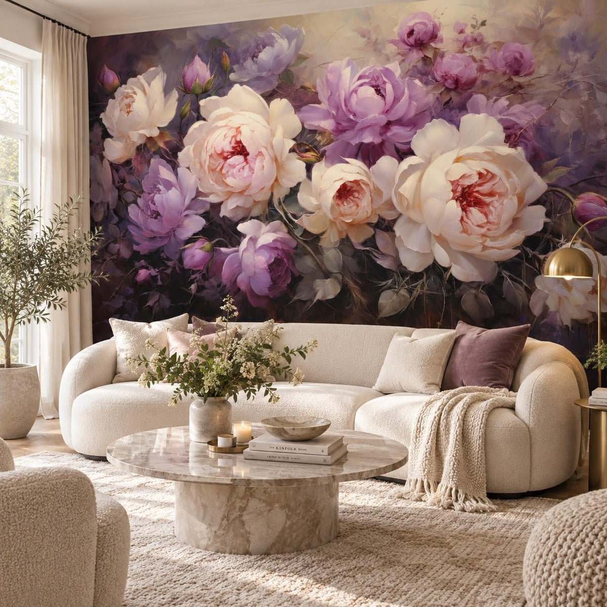 Peel and Stick Wall Mural Wallpaper Floral 157"x108" Decor A03 (A03 / 157" x 108")