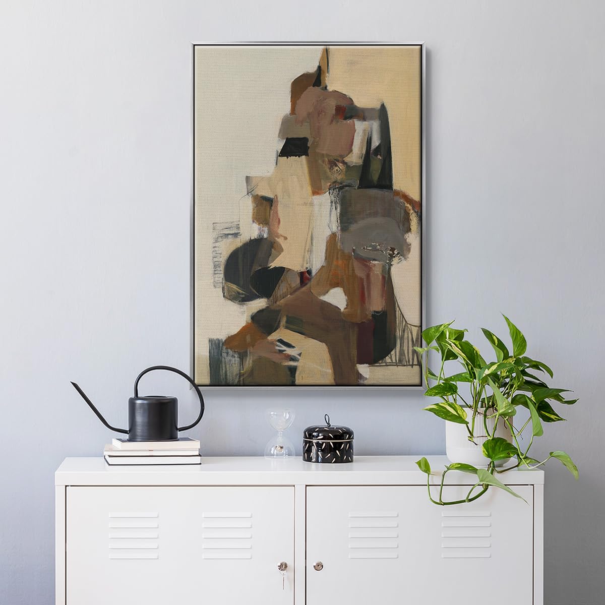 Canvas Wall Art Modern Home Prints Rustic Brown Mesa Grande Abstract Silver Floater Framed Paintings for Bedroom Office Kitchen (25"L x 17"W / Mesa Grande)