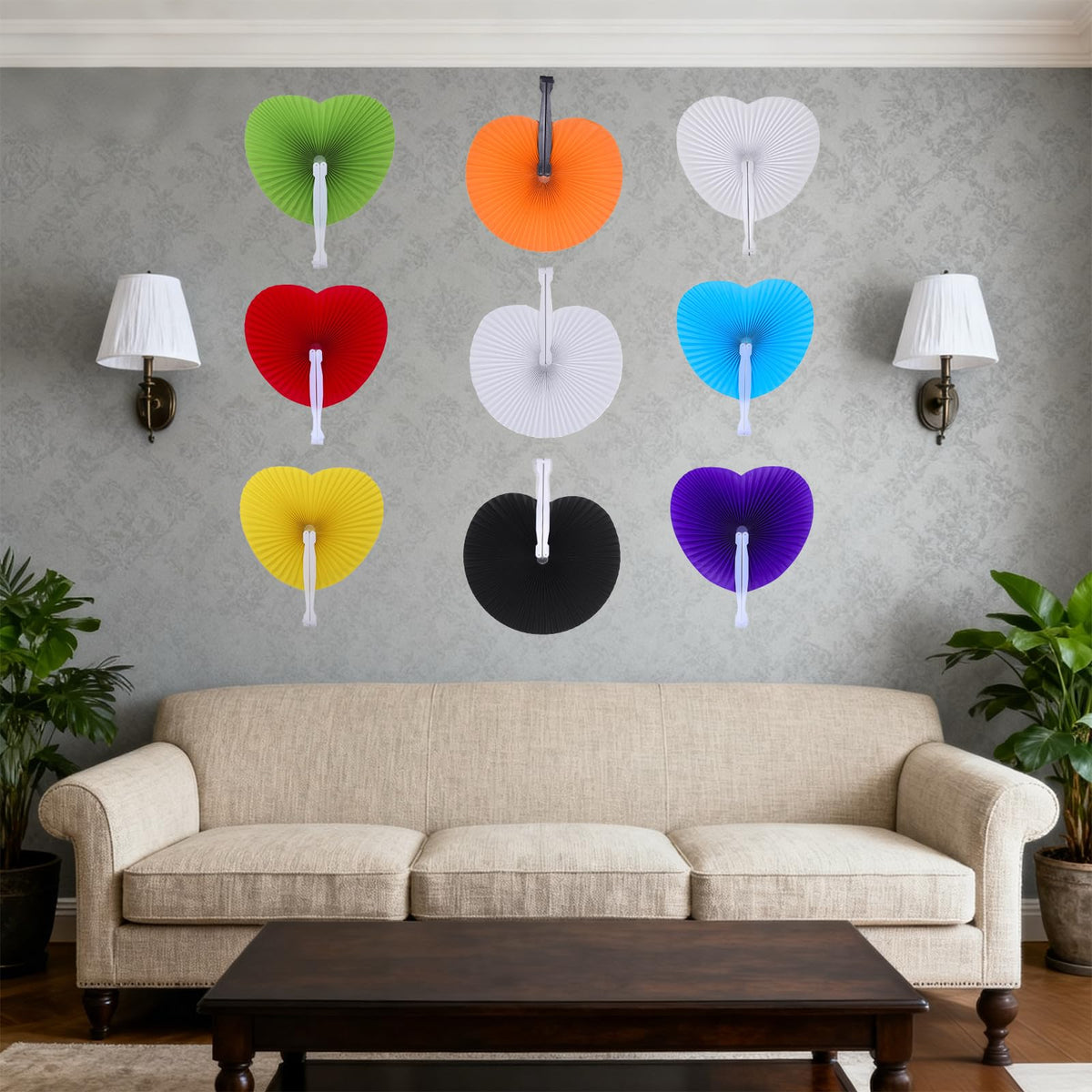 100 Pcs White Round Paper Fans (White Round / 100 PCS)