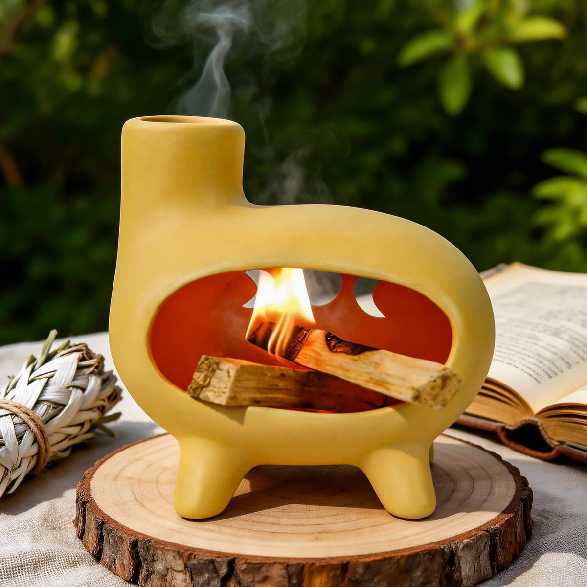 Handcrafted Yellow Clay Palo Santo Burner (Footed Clay -Yellow)