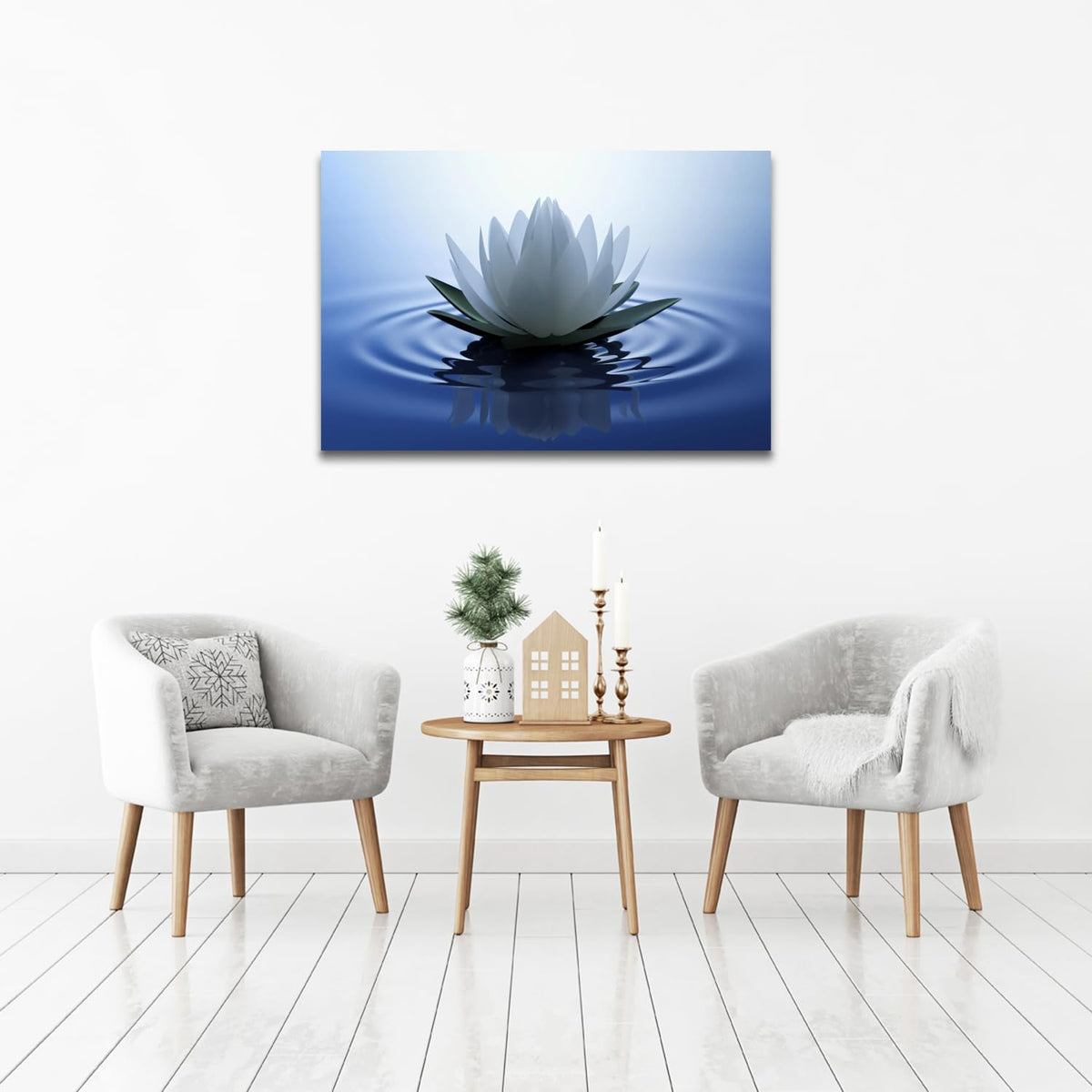 White Lotus Wall Art Canvas Pictures Print Spiritual Meditation Artwork Poster for Yoga Room Bathroom Zen Spa Photo Decor Framed Ready to Hang (28"L x 44"W / Lotus 05)