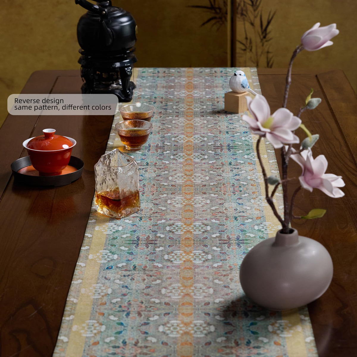 Hidden Bridge Floral Brocade Table Runner 13x85 Long Fall Decor (Petal Rain · Rectangular 13x85 Inch)