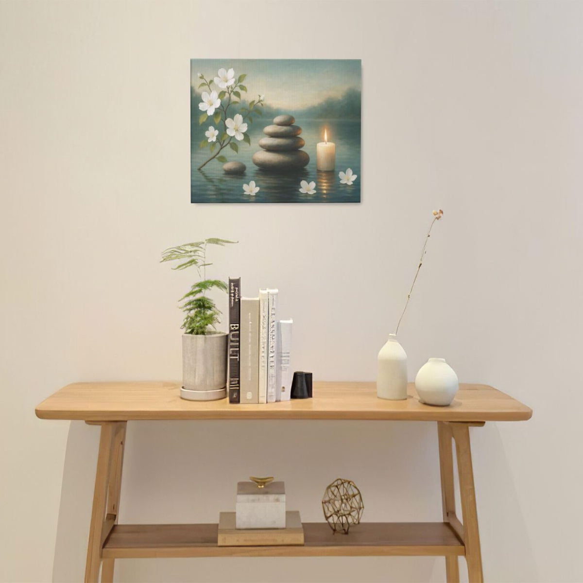 Zen Wall Art Zen Bathroom Wall Decor Spa Room Meditation Peaceful Pictures Decoration Spiritual Stone Canvas Painting Artwork Framed for Bathroom Living Room Bedroom Office 20"x24" (Zen / 24L"×20W")
