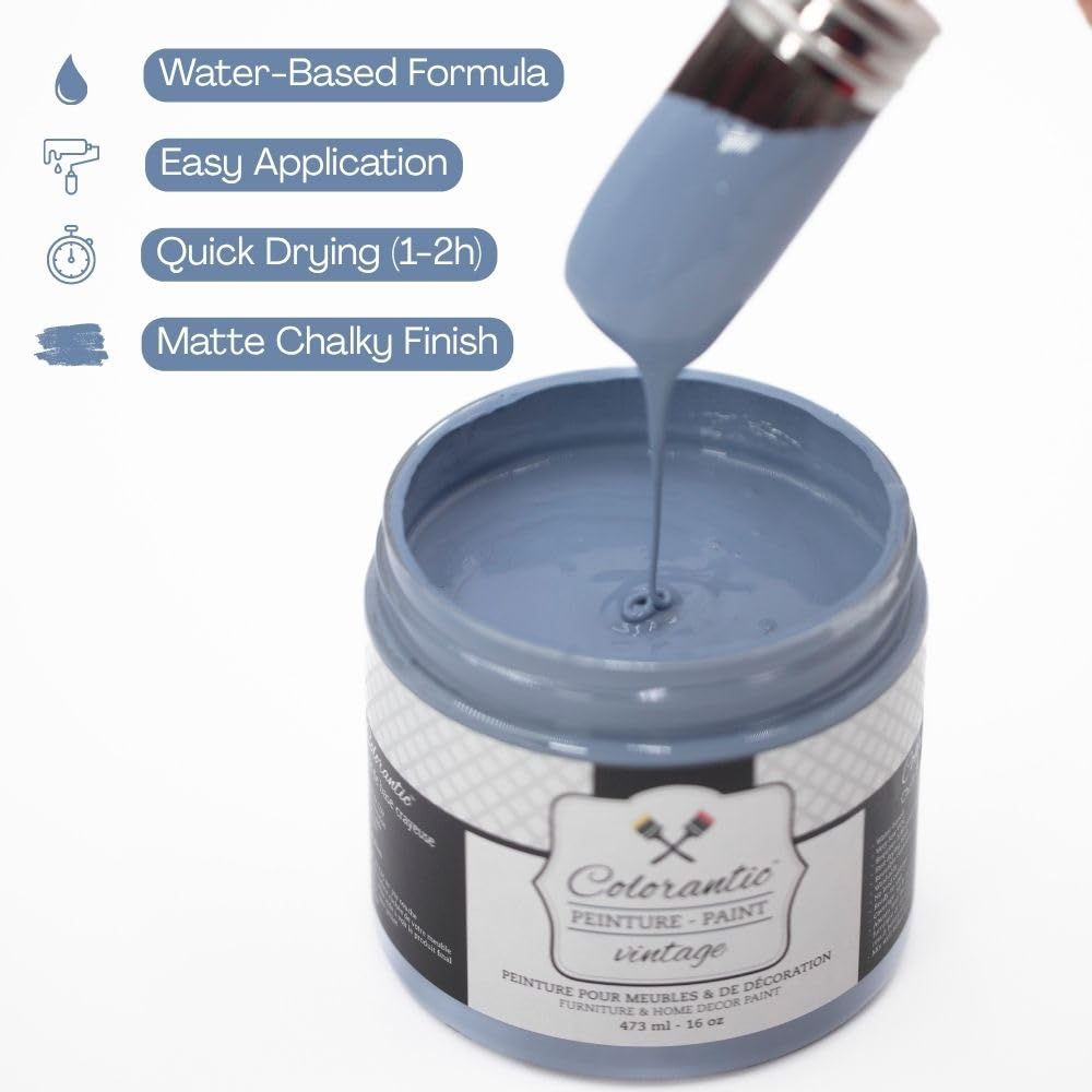 Vintage Chalk Based Paint for DIY Furniture and Home Decor Craft Art (Sailor / 32 Fl Oz (Pack of 1))