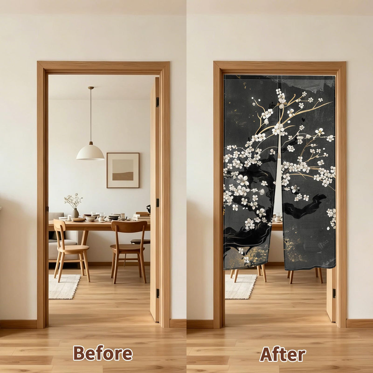 Japanese Noren Doorway Curtain (Black03)