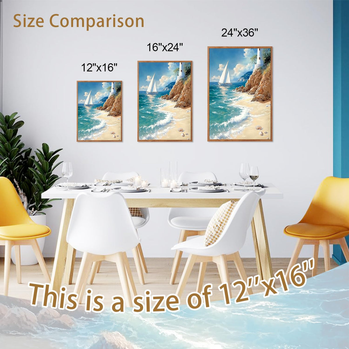 Coastal Framed Canvas Wall Art (Sailboat)